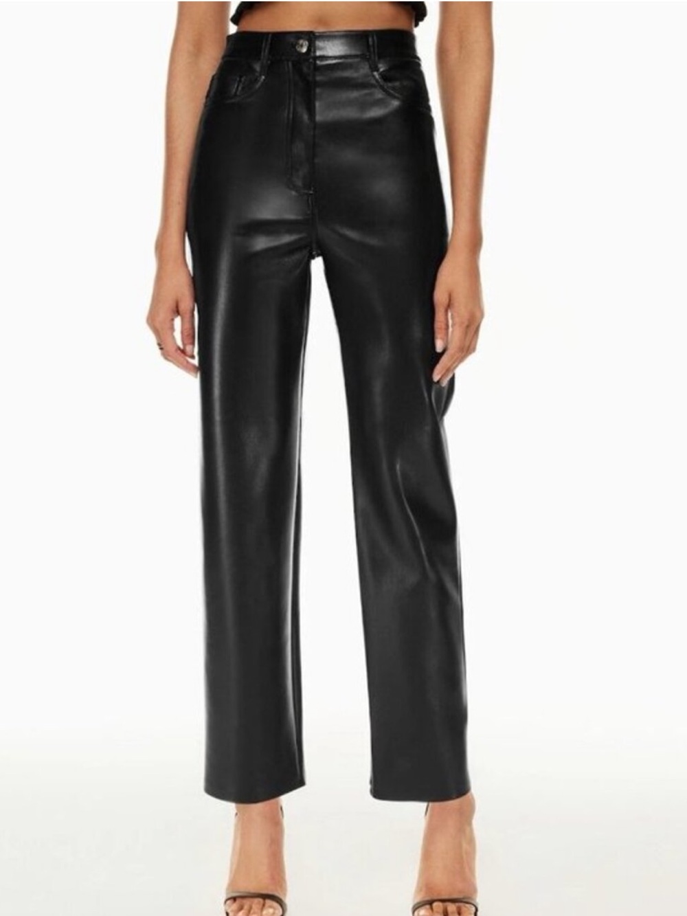 Aritzia Black Straight-Leg Faux Leather Pants
